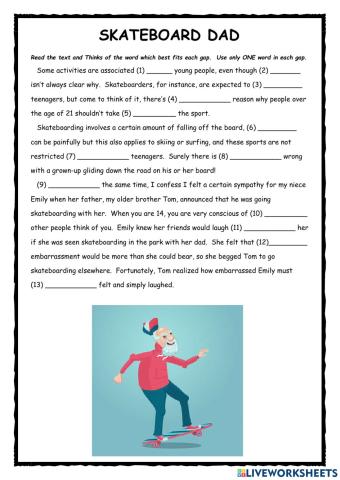 Skateboarding Dad FCE Use of English