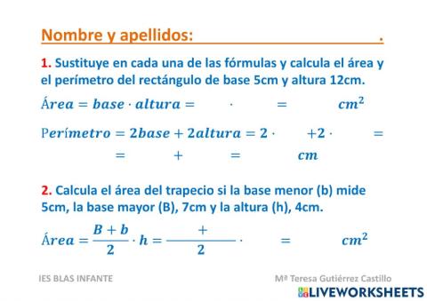 Áreas y perímetros de figuras planas