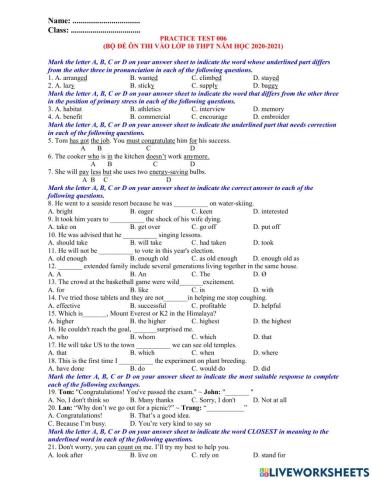 Ôn thi vào 10 đề 6- trích 40tn 20-21