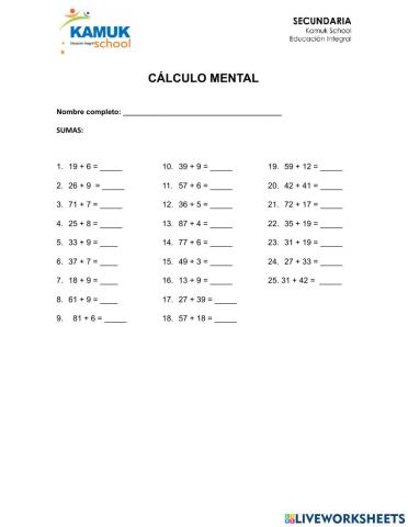 Calculo mental-