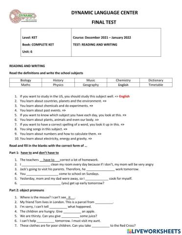 Complete ket - unit 6 - r&w