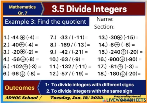 Divide Integers Example 3