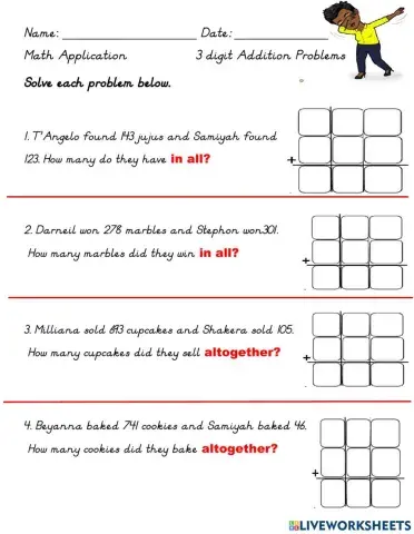 3 digit addition word problems
