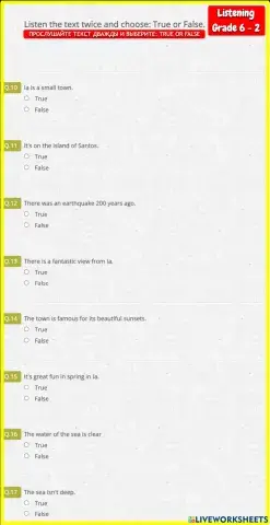 TEST YOUR LISTENING: 6 Grade - 2