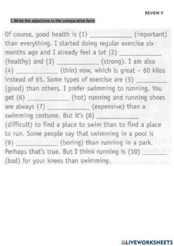 Review 11 - comparatives