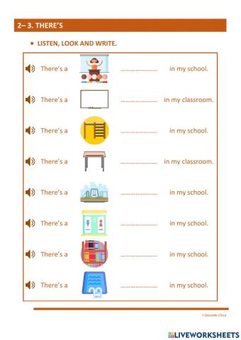 2-3. THERE'S. LISTEN, LOOK AND WRITE