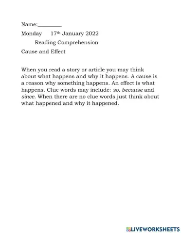 Cause and Effect Notes