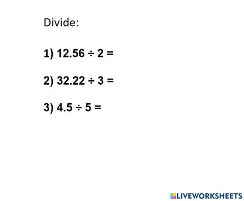 Dividing decimals by whole