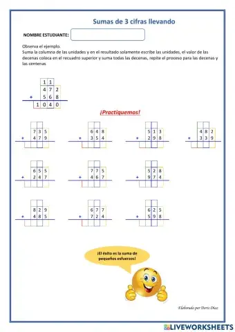 Suma de 3 cifras llevando
