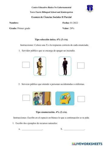 Examen de Ciencias Sociales 1°