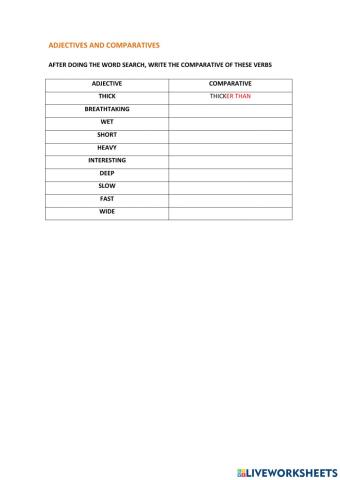 Adjectives and comparatives