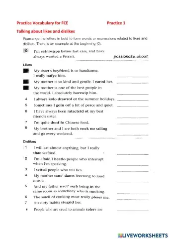 Vocabulary FCE practice 1