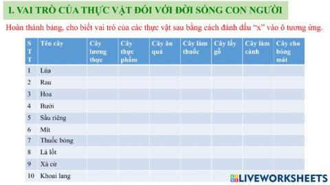 Vai trò của thực vật đối với đời sống con người