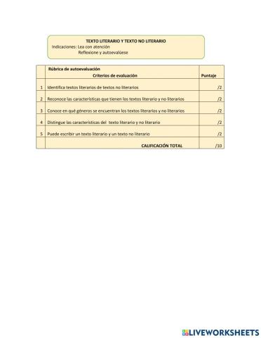 Texto literario y texto no literario