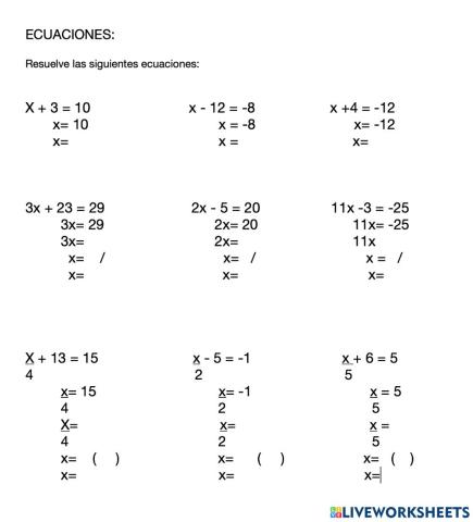 Ecuaciones de primer grado