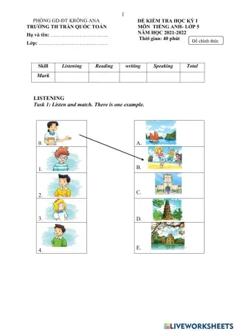 Đề kiểm tra hki- lớp 5