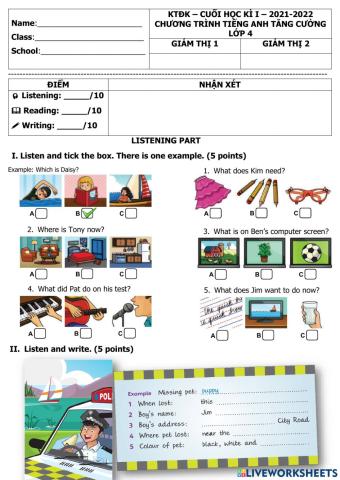 Đề kiểm tra hk 1 lớp 4tc