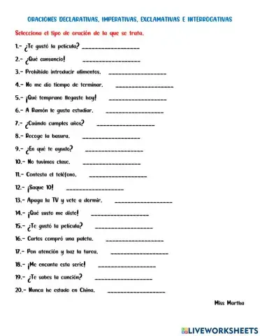 Tipos de oraciones