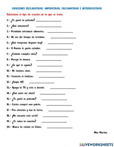 Tipos de oraciones