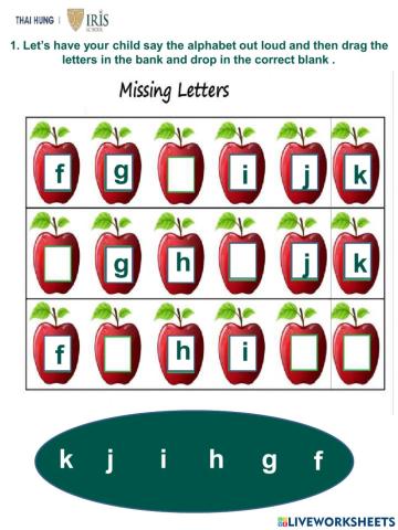 Sunny-Worksheet about Letters (f-k)