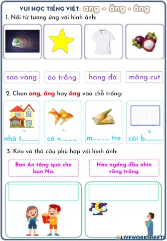 Phiếu ôn tập ang, ăng, âng