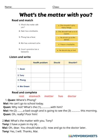 Unit 11 What's the matter with you? Lesson 2