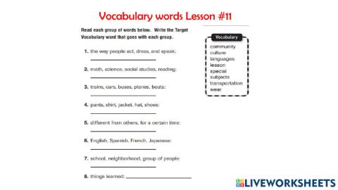 Vocabulary Lesson -11