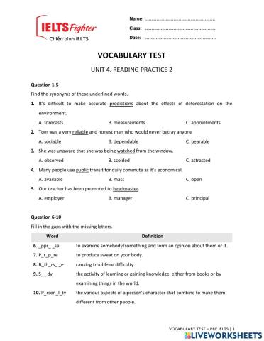 Vocab test 11