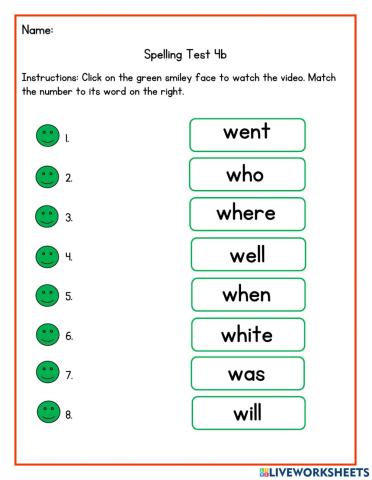 Sight Words Starting with 'w'