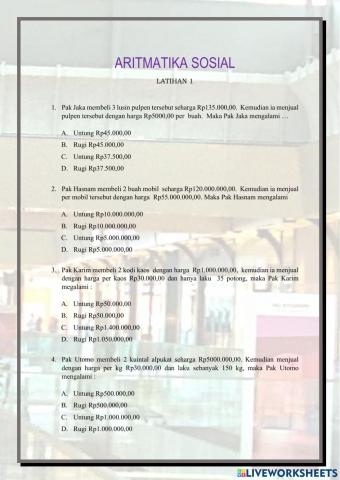 ARITMATIKA SOSIAL Latihan 1