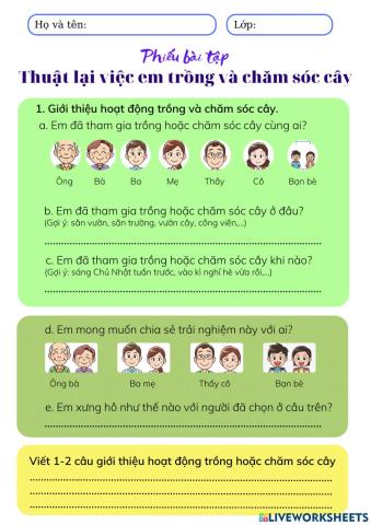 Thuật lại việc trồng cây - Tập làm văn lớp 2