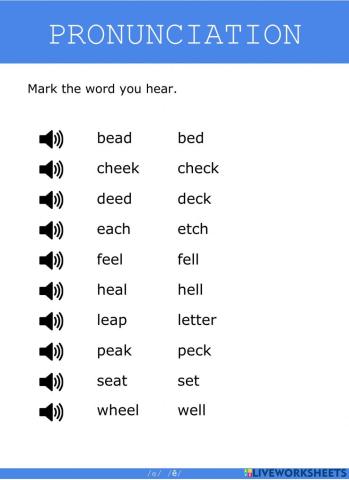 Long and short e sound - ee - ea - e