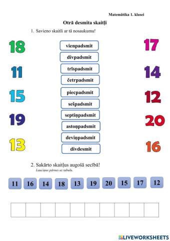 Otrā desmita skaitļi