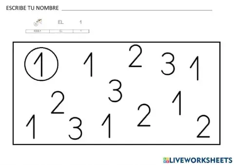 Reconocer la grafía del nº 1