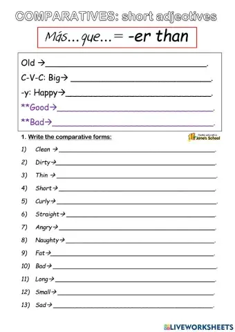 Short adjectives- comparatives