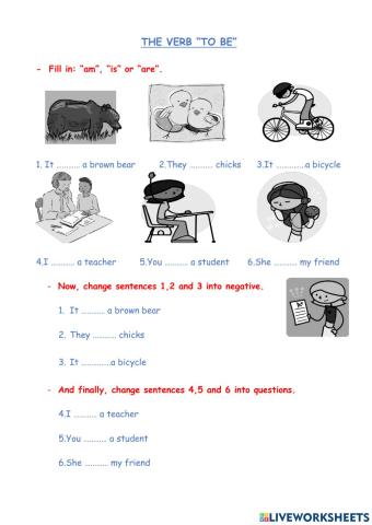 To be (affirmative, negative, interrogative)