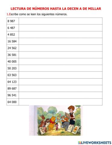 Lectura de números hasta la decena de millar