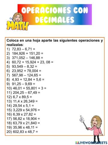 Operaciones con decimales