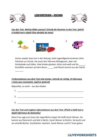 Leseverstehen - Kochen