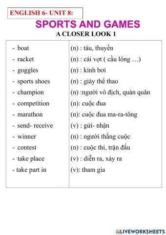 English 6- unit 8- a closer look 1