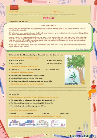 Bài tập cuối tuần TV 2 tuần 32