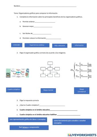 Organizadores gráficos para comparar la información.