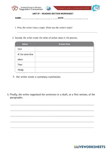 Sequence of Events Worksheet