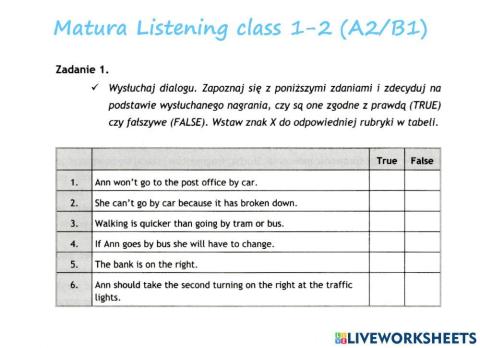 Matura listening 1 (A2-B1)