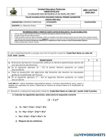 Taller acumulativo numeros complejos iip iq