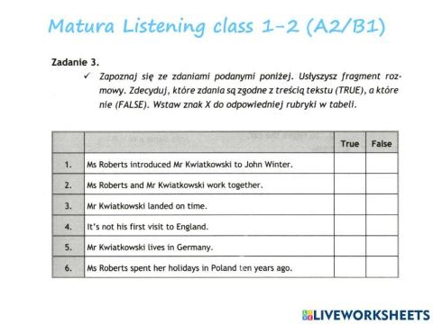 Matura listening 3 (A2-B1)