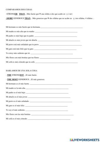 Comparatives and superlatives