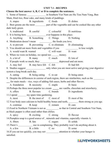 Unit 7.1 - Recipes