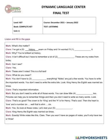 Complete ket - unit 6 - listening