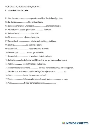 Norengatik, norengandik, nondik